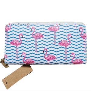 NWT Flamingo Chevron Striped Wallet, Large